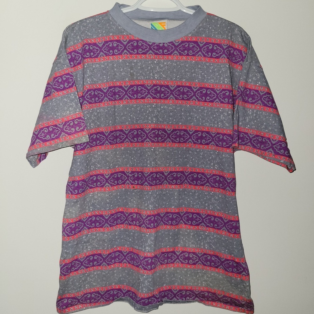 VTG Surf Gear Abstract Art AOP Short Sleeve T-Shirt Size Medium Single Stitch